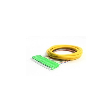 Cable Wholesale 12 Strand Fiber Distribution Pigtail, Singlemode, SC/APC Connectors, Green Boots, 3M(1m 900um 15F2-00212